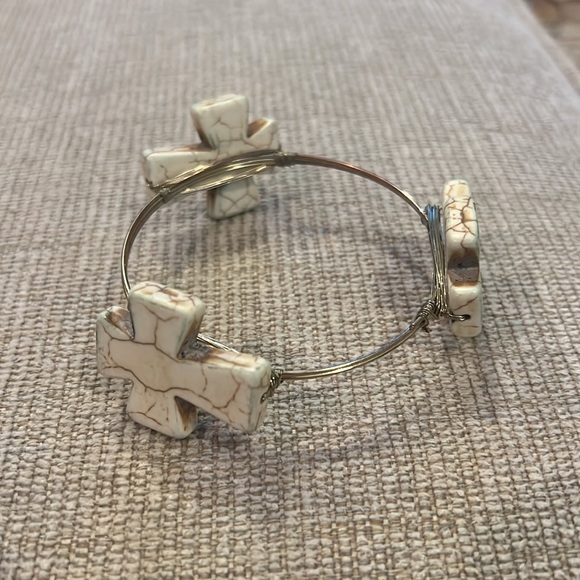 Goldstone cross bangle bracelet - Picture 3 of 3
